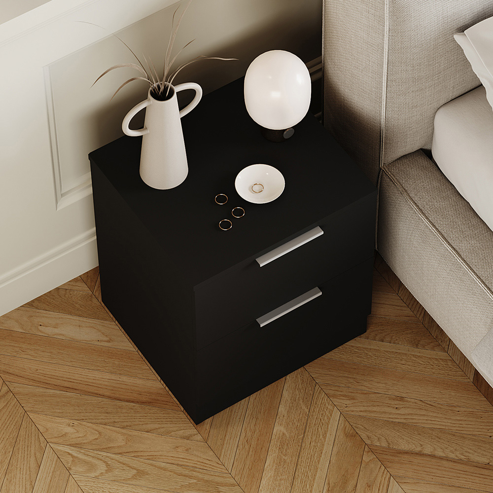 VIDA DESIGNS Terga 2 Drawer Black Bedside Cabinet Image 4
