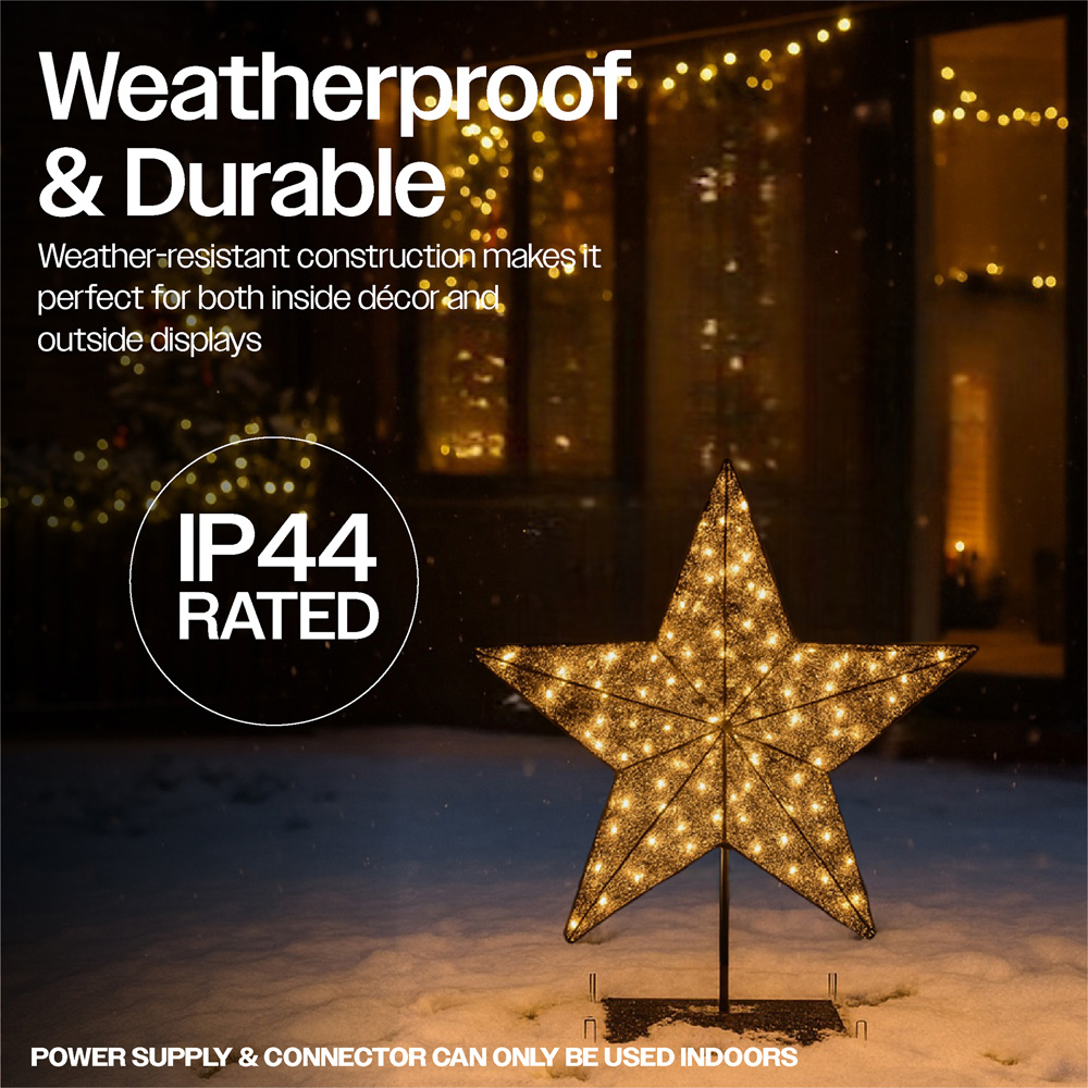 Xmas Haus Black 100 Warm White LED Star on Stand Christmas Decoration 30 x 44cm Image 4