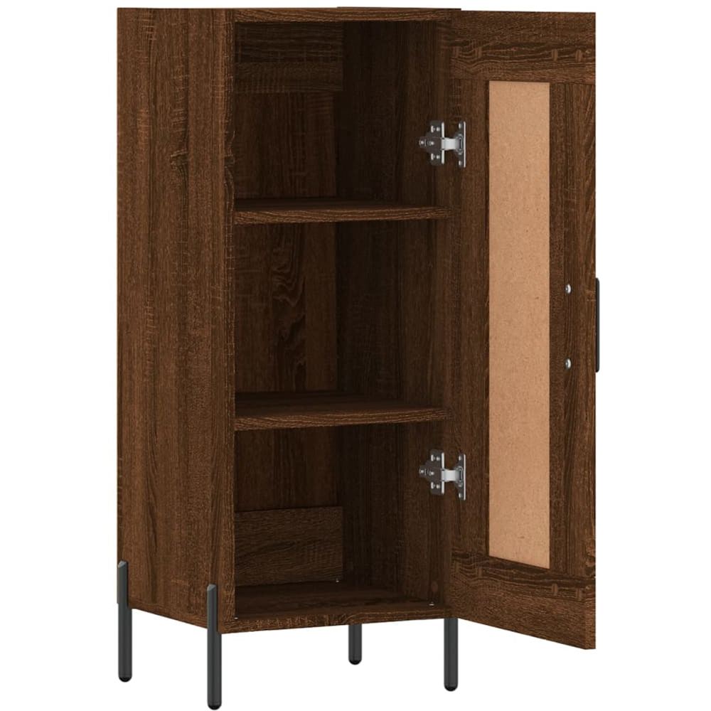 vidaXL Single Door 3 Shelf Brown Oak Sideboard with Metal Legs Image 6