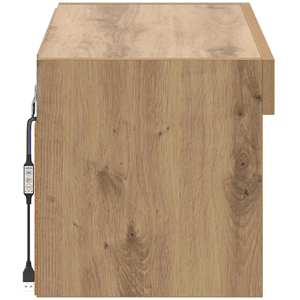 vidaXL Single Shelf Artisan Oak Wall Mounted Wide TV Cabinet with LED Light Image 8