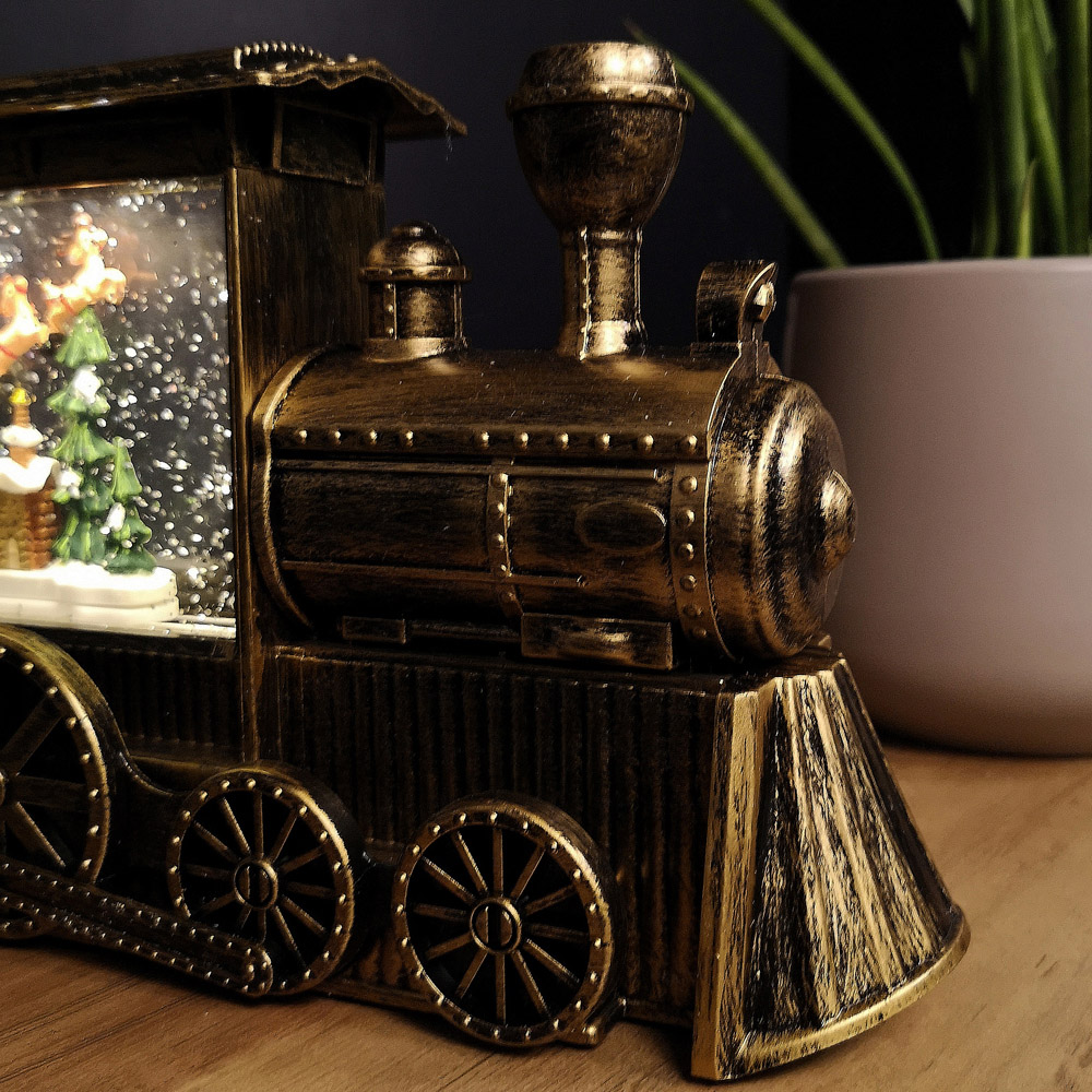 Samuel Alexander Light Up Gold Christmas Train with Santa Scene Water Spinner 29cm Image 4
