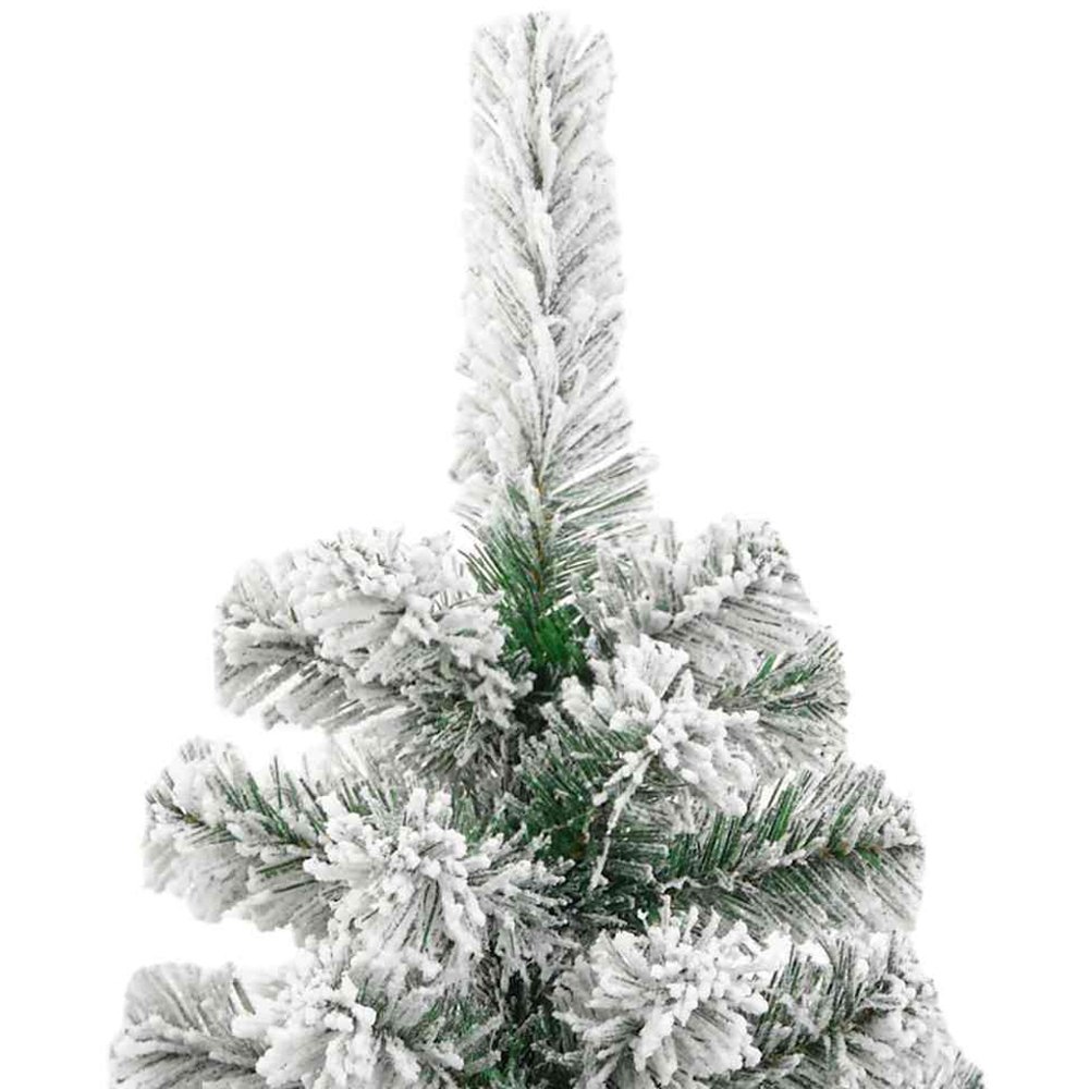vidaXL Pre-Lit Warm White LED and Blue Baubles Snow Flocked Artificial Christmas Tree 7ft Image 7