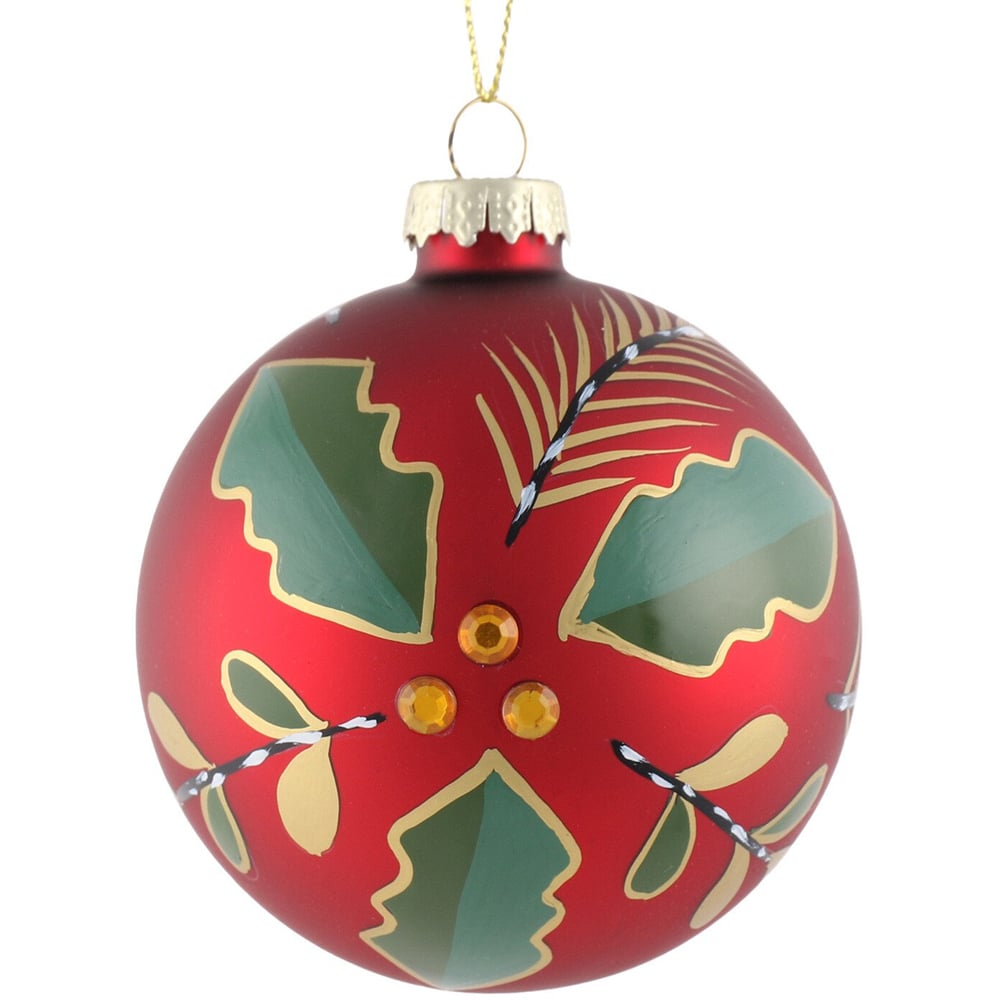 Matte Christmas Leaf Bauble - Red Image 2