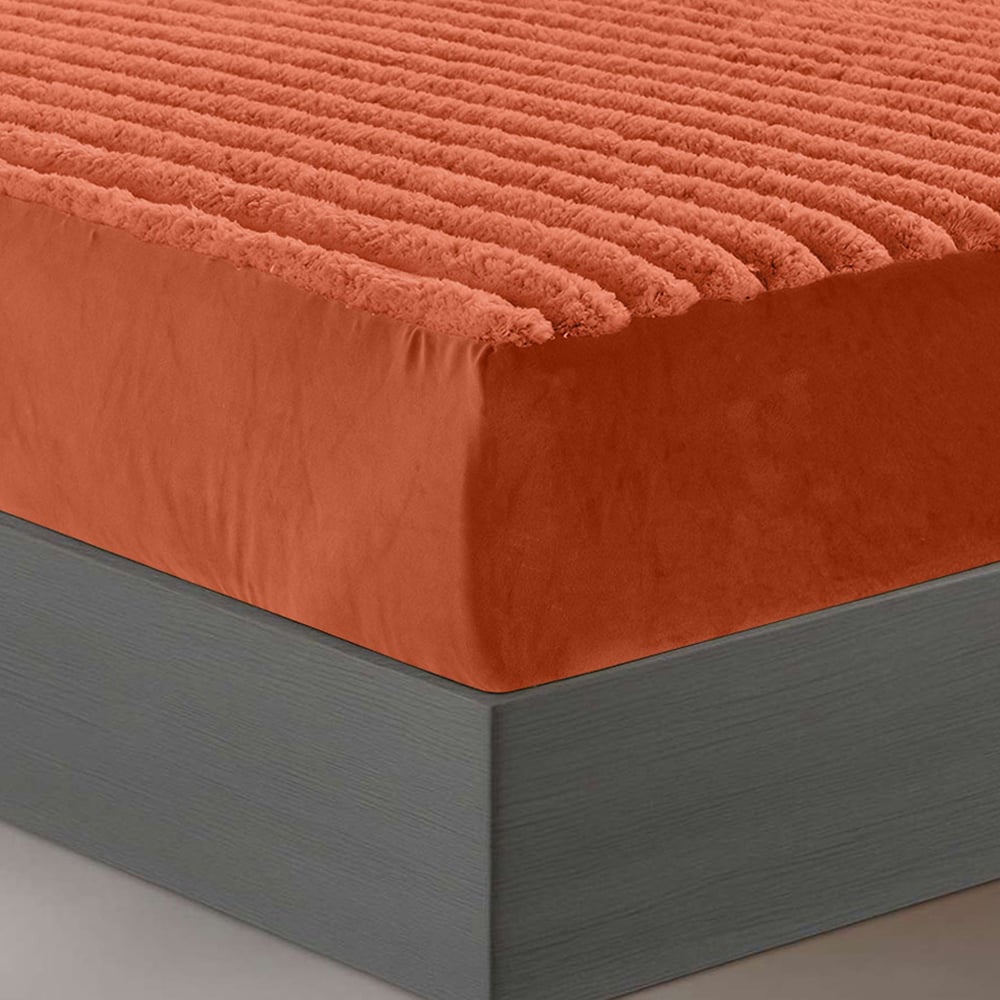 Velosso Single Rust Jumbo Cord Fitted Bed Sheet Image 3