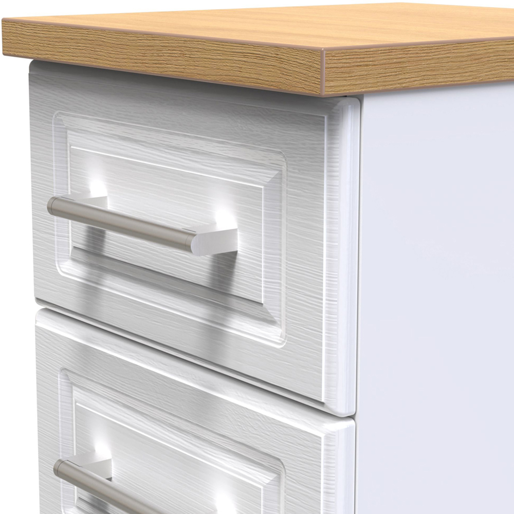 Crowndale Kent 5 Drawer White Ash and Modern Oak Tall Bedside Cabinet Ready Assembled Image 5