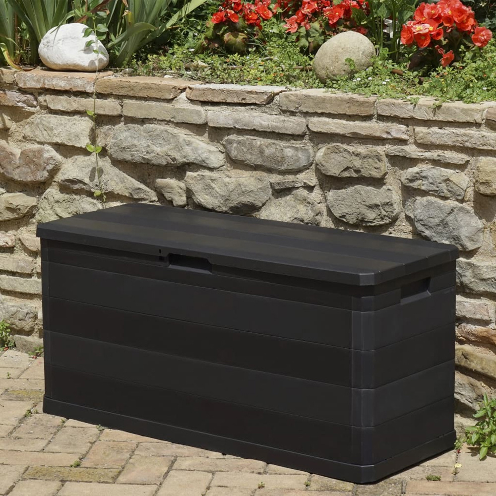 vidaXL 280L Black Polypropylene Garden Storage Box Image 2