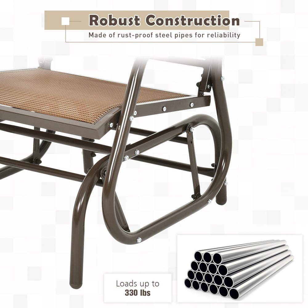 Costway Brown Glider Rocking Garden Chair Image 5