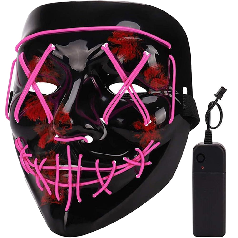 Shatchi Pink Halloween LED Stitched Purge Mask Image 1