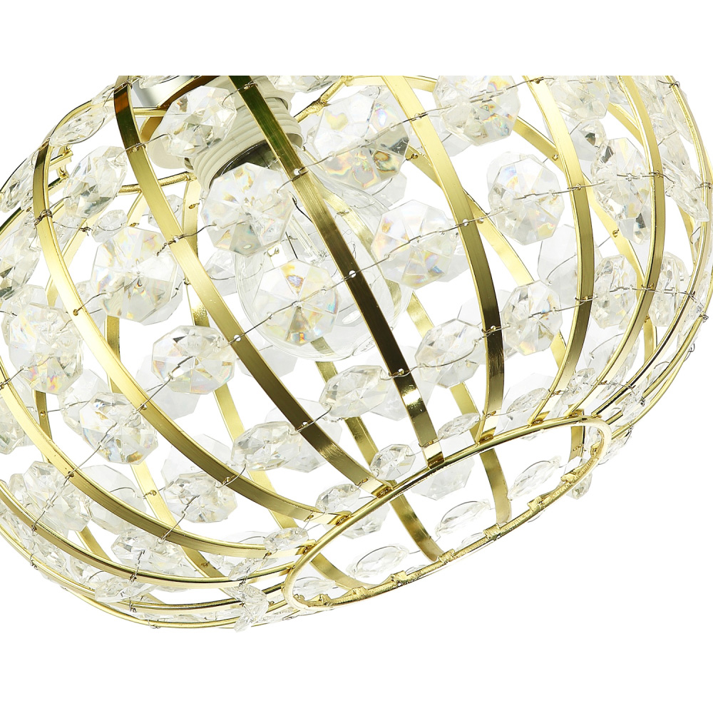 Happy Homewares Gold Plated Cage Pendant Shade with Acrylic Bead Image 3