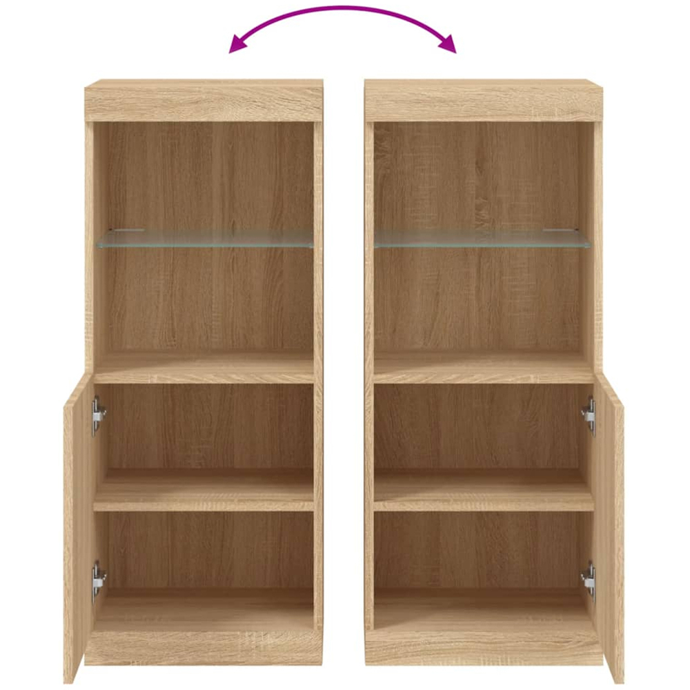 vidaXL Single Door 2 Shelf Sonoma Oak Narrow Sideboard with LED Lights Image 9