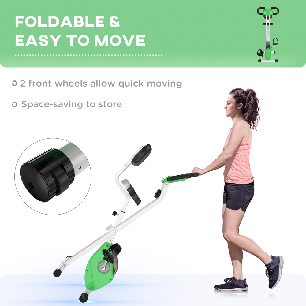 HOMCOM Green Adjustable Seat Magnetic Resistance Foldable Exercise Bike Image 7