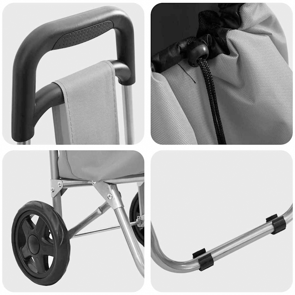 vidaXL 35 x 28 x 92cm Grey Foldable Shopping Trolley Image 7