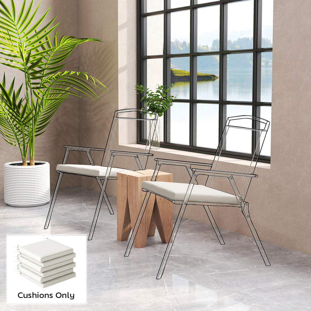 Outsunny Cream White Seat Cushion with Machine Washable Cover 46 x 42cm 6 Pack Image 2