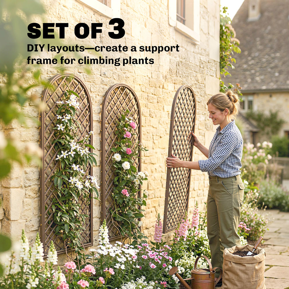 Outsunny 4 x 1ft Natural Wicker Garden Arch Trellis with Dome Top Set of 3 Image 8