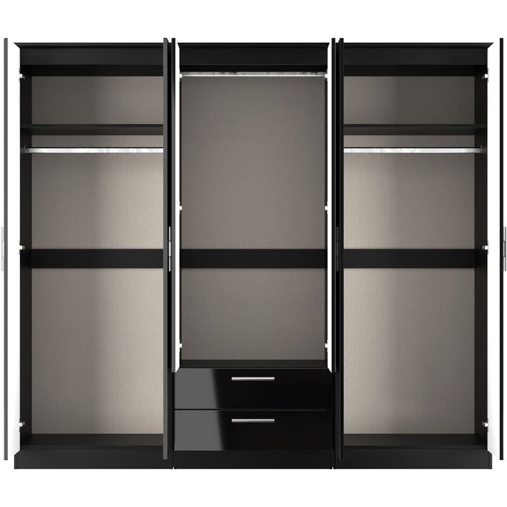 Crowndale Knightsbridge 6 Door 2 Drawer Black Gloss and Black Tall Wardrobe Ready Assembled Image 6