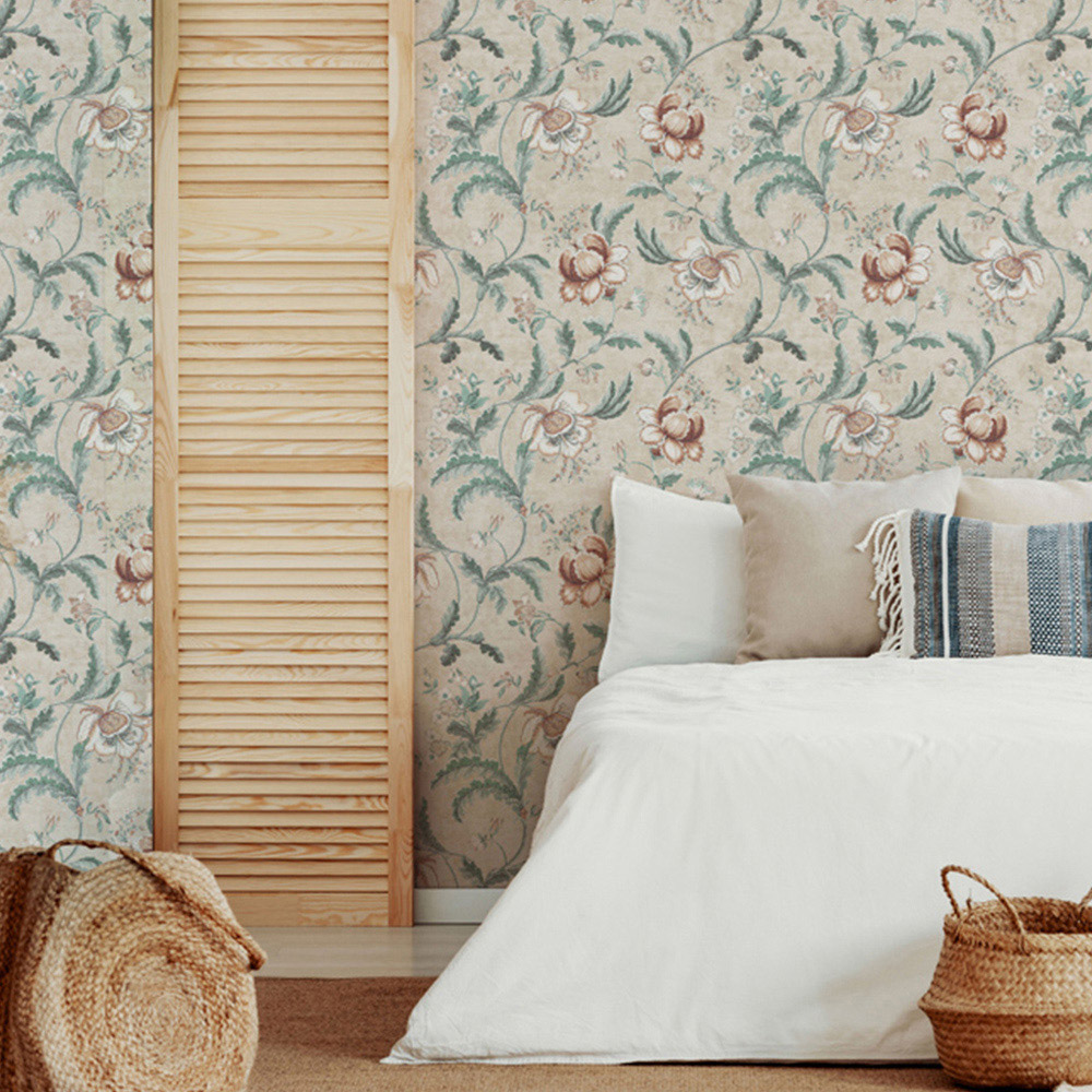 Esselle Home Tapestry Floral Natural and Spice Wallpaper Image 4