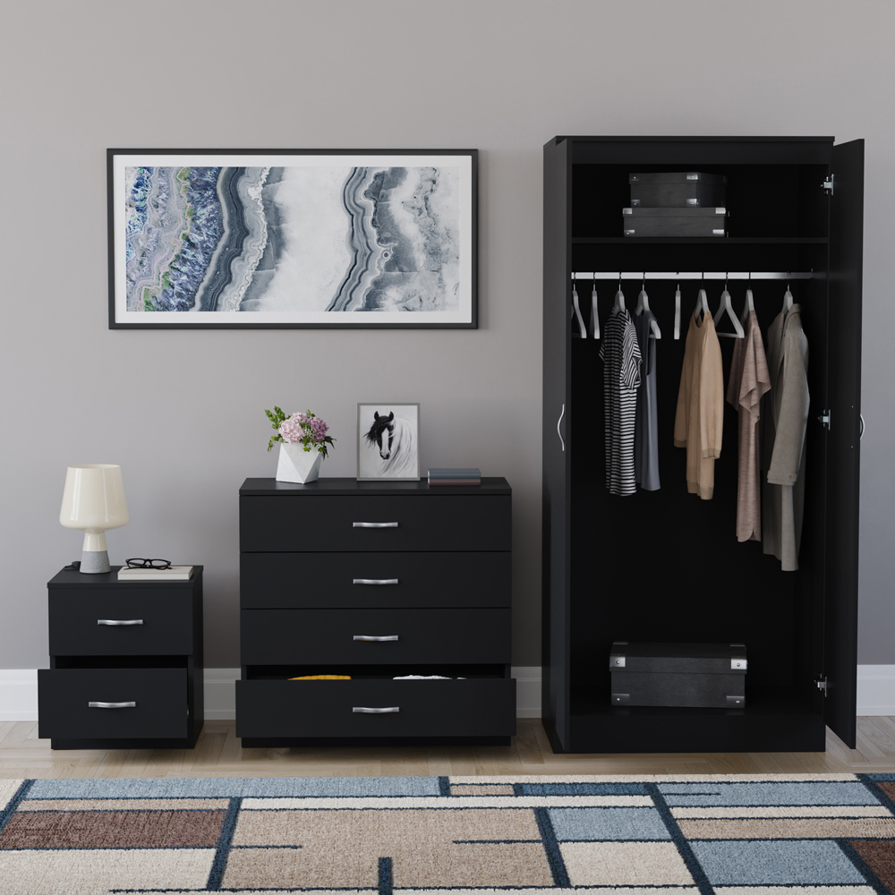 VIDA DESIGNS Riano Black 3 Piece Bedroom Furniture Set Image 3