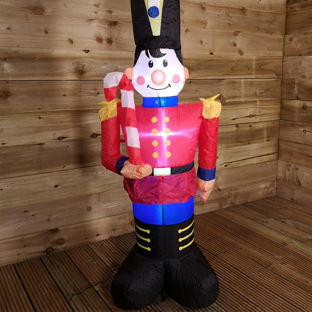 Premier White LED Inflatable Toy Soldier with Candy Cane Christmas Decoration 3.9ft Image 7