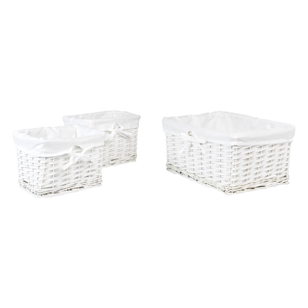 Wilko White Baskets Set of 3 Image 1