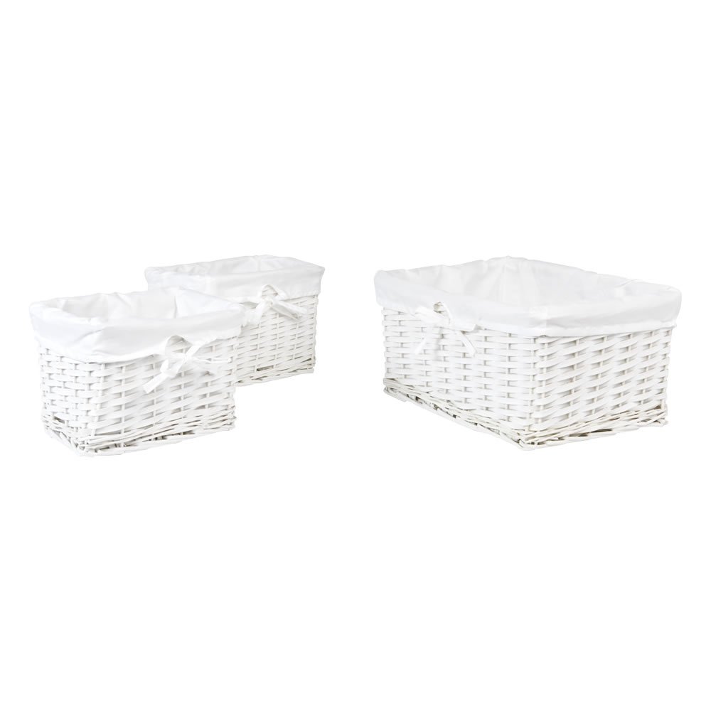 Wilko Set of 3 White Baskets Image 1