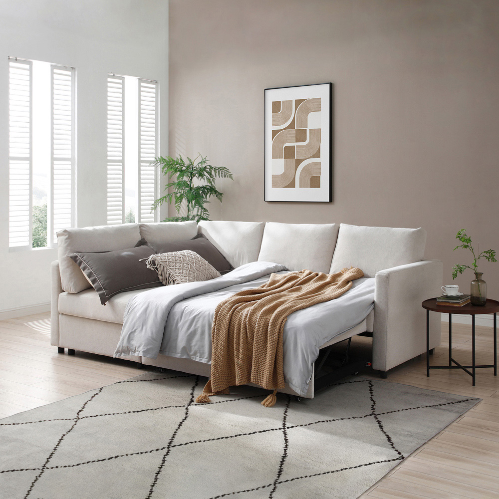 Clare 4 Seater Natural Corner Sofa Bed Image 9