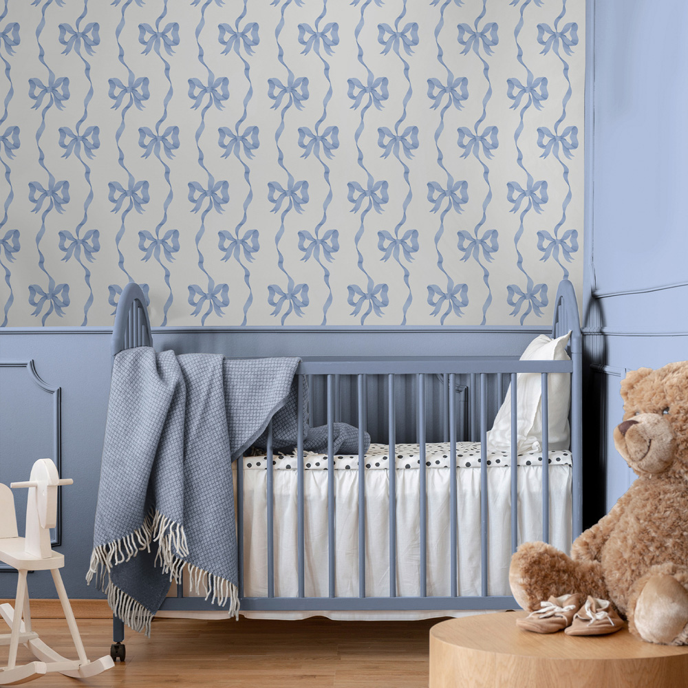 Cath Kidston Ribbon Bow Blue Wallpaper Image 3