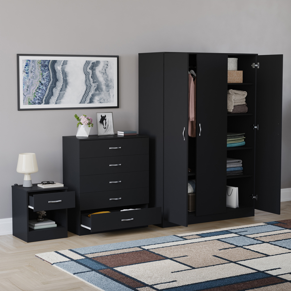VIDA DESIGNS Riano Black 3 Piece Bedroom Furniture Set Image 5