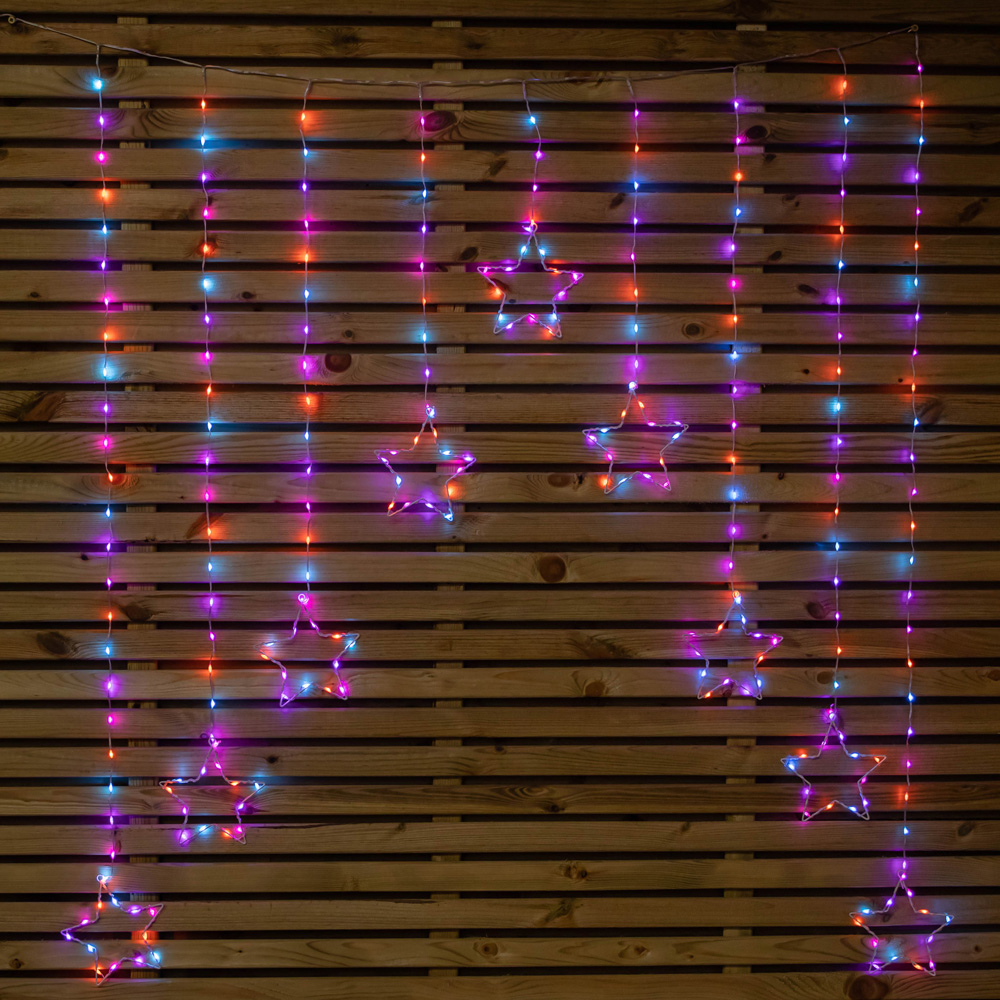 Samuel Alexander FlexiBrights 258 Rainbow LED Star Clear Cable Curtain Light 1.2 x 1.2m Image 1