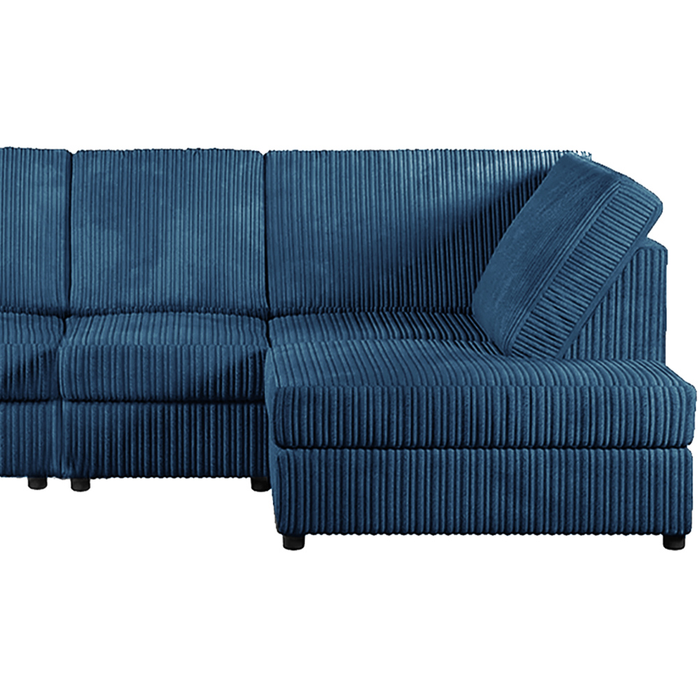 Luxor 4 Seater Marine Blue Jumbo Cord Right Hand Facing Full Back L Shaped Corner Sofa Set Image 4