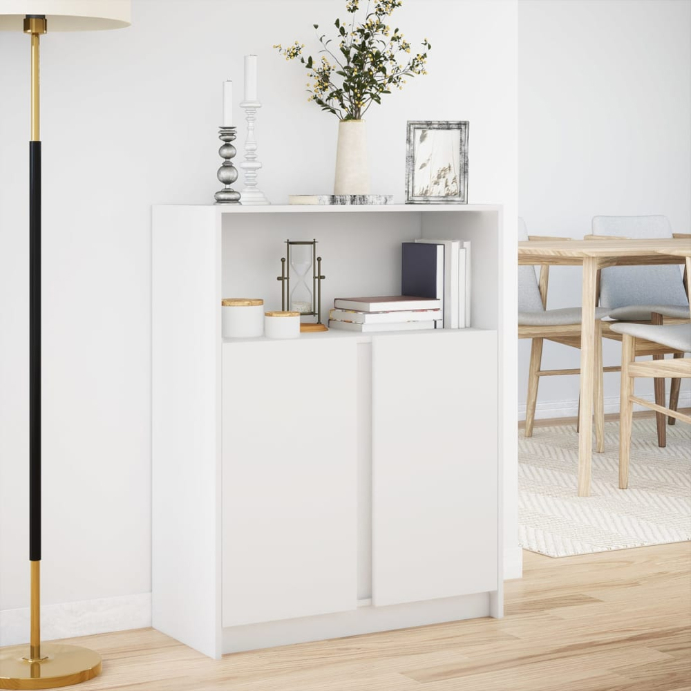 vidaXL 2 Door Single Shelf White LED Sideboard Image 4