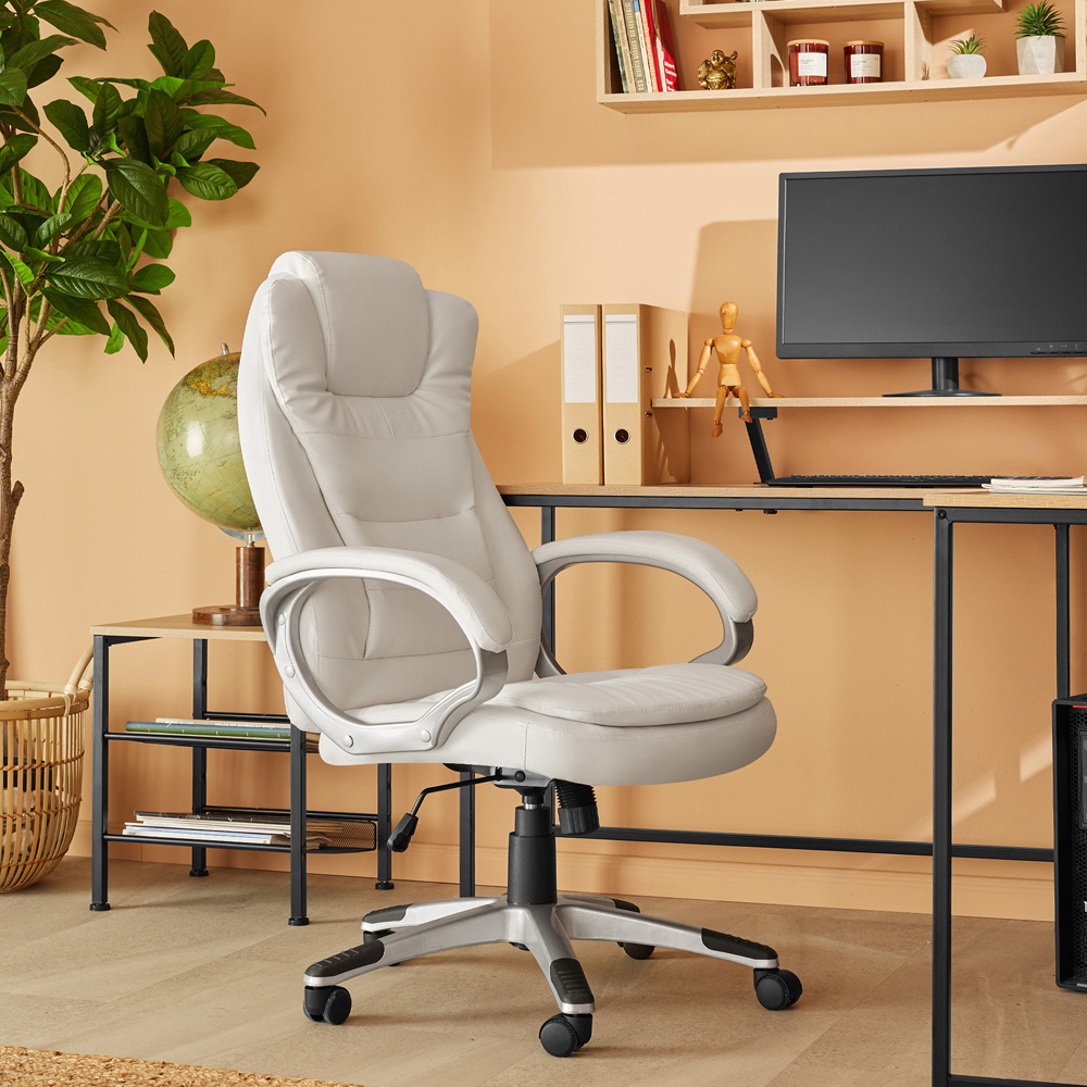 tectake Zulu White Office Chair with Padded Armrest Image 8