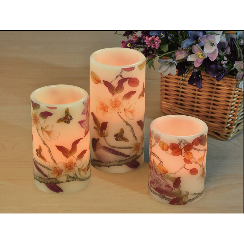 Avilo Leaf Design Flameless LED Wax Candle 3 Piece Image 2
