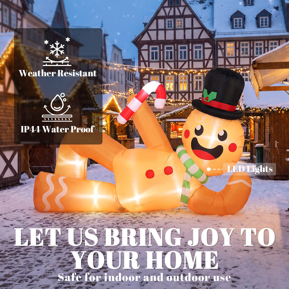 Outsunny 18 LED Gingerbread Inflatable Outdoor Christmas Decoration 10ft Image 5