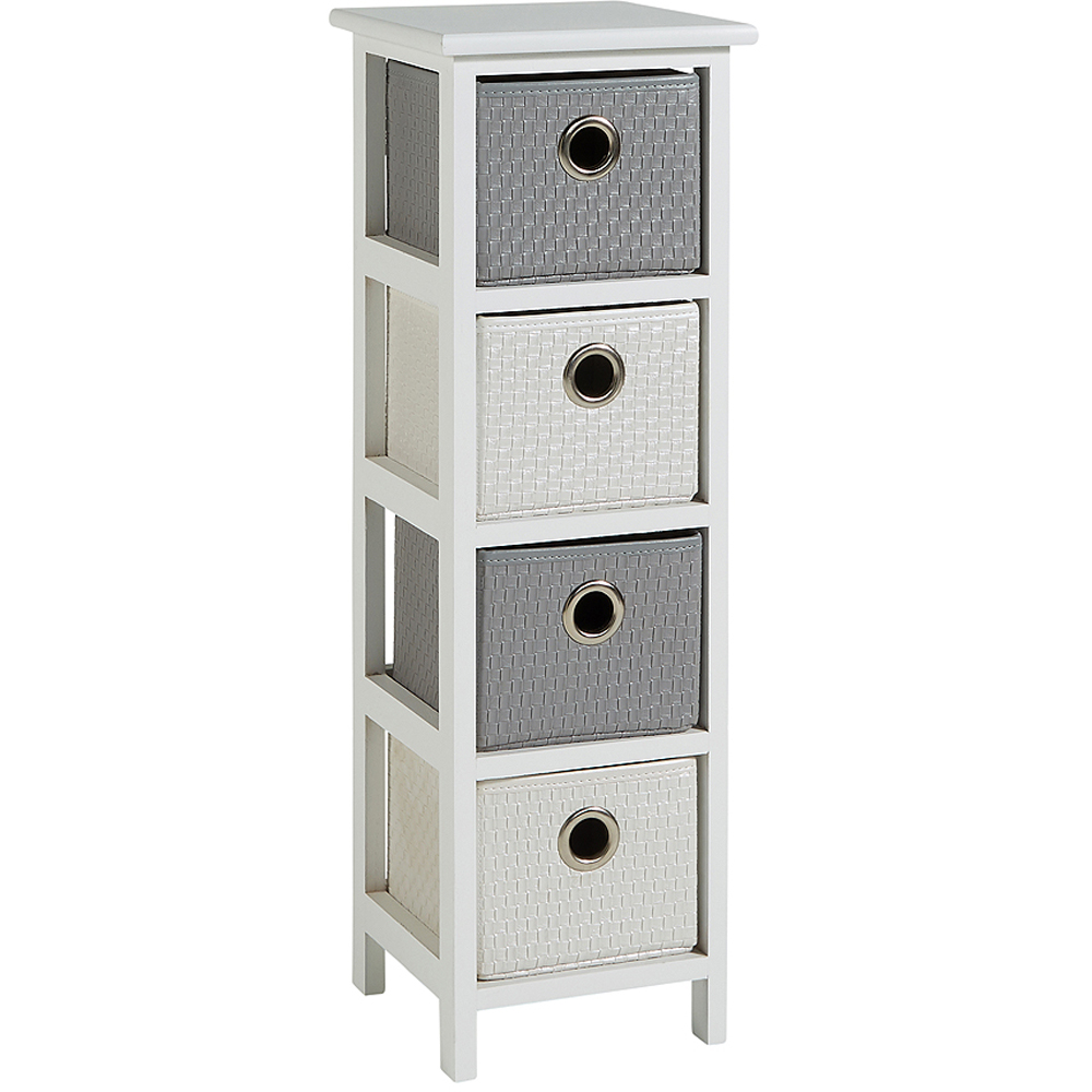 Home Source Sandringham 4 Drawer White and Grey Storage Cabinet Image 2