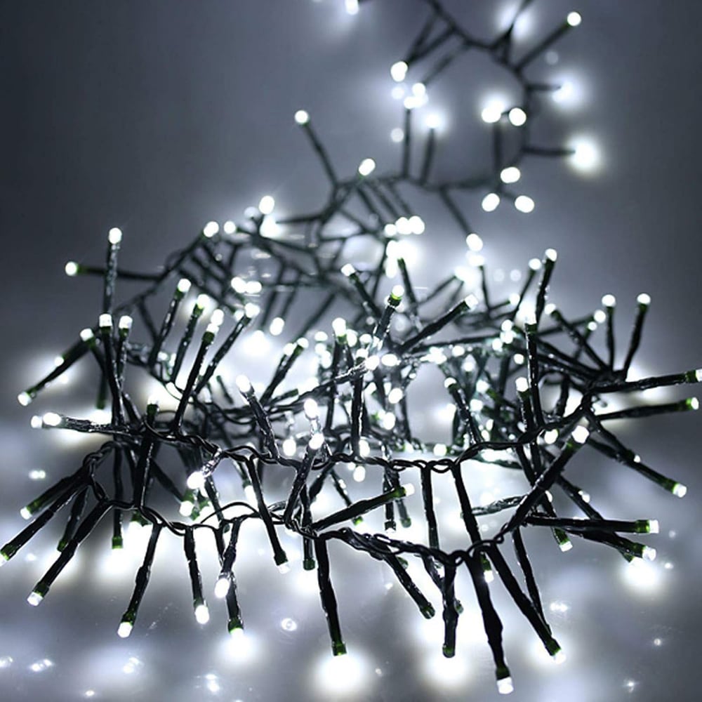 Shatchi 720 Cool White LED Multifunction Green Cable Christmas Cluster Light 10.8m Image 1