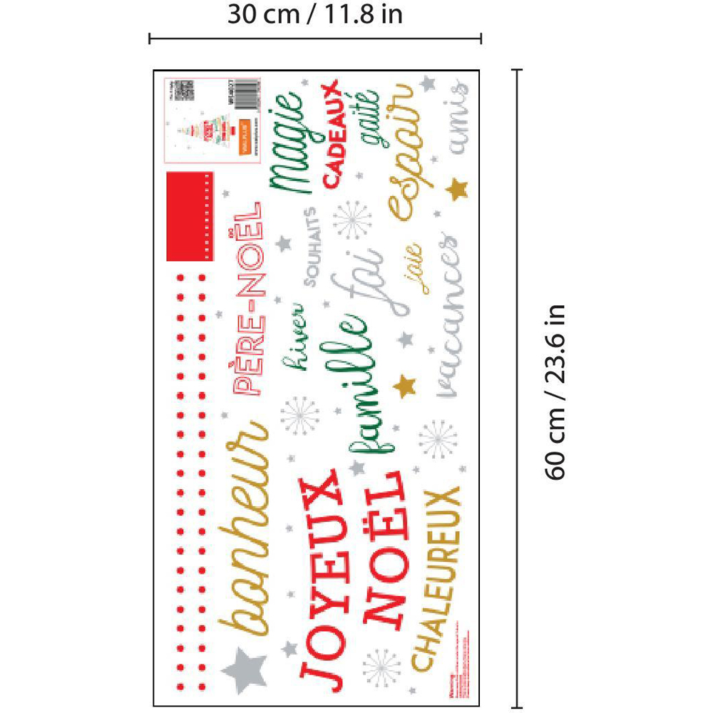 Walplus French Quotes Christmas Tree Self Adhesive Wall Stickers 22 Piece Image 7