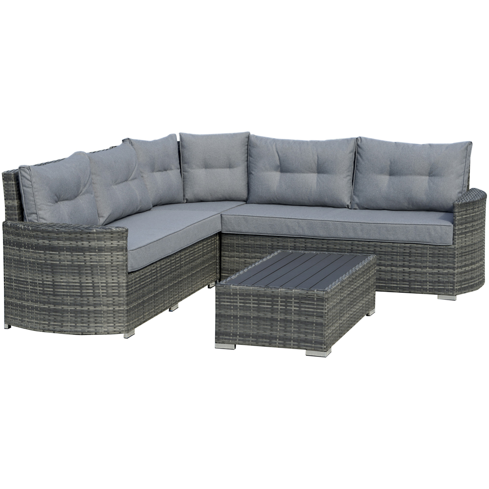 Outsunny 5 Seater Mixed Grey PE Rattan Corner Sofa Set with Cushion Image 2