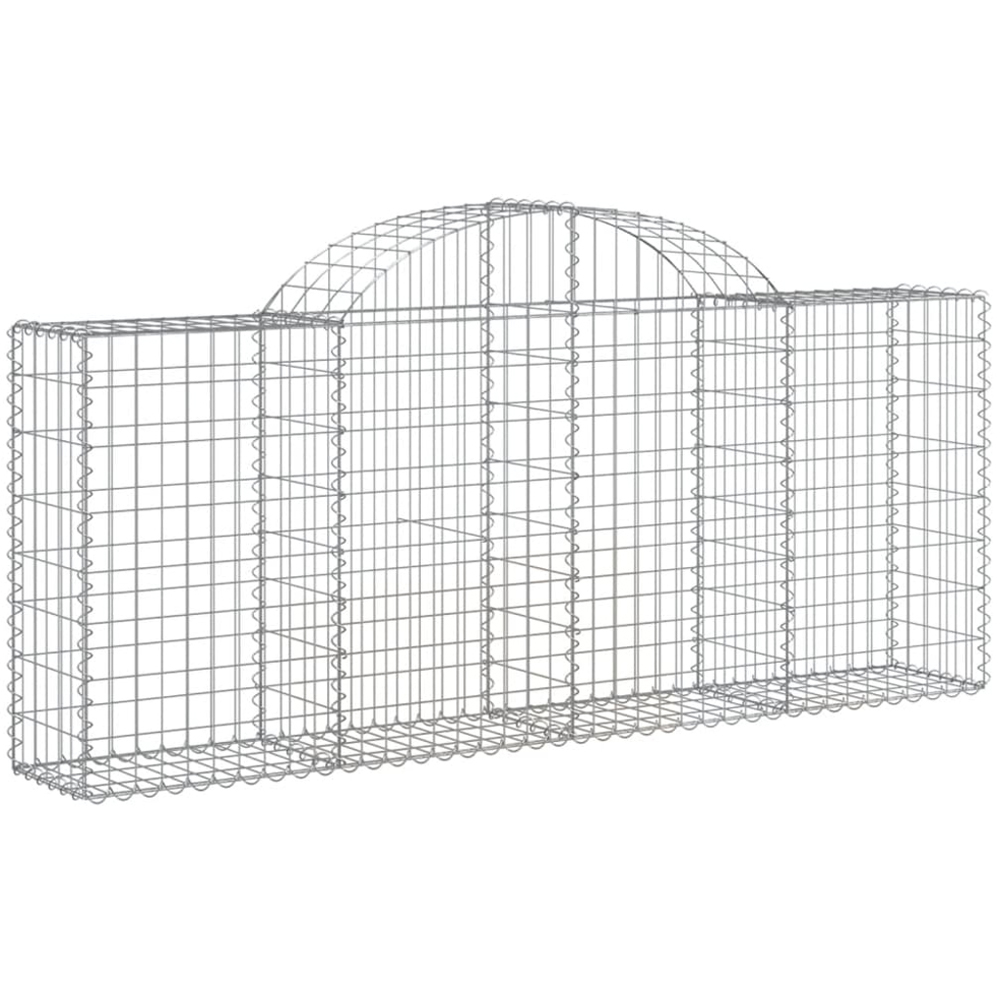 vidaXL Silver Galvanised Iron Arched Gabion Basket 200 x 30 x 80/100cm 10 Pack Image 1