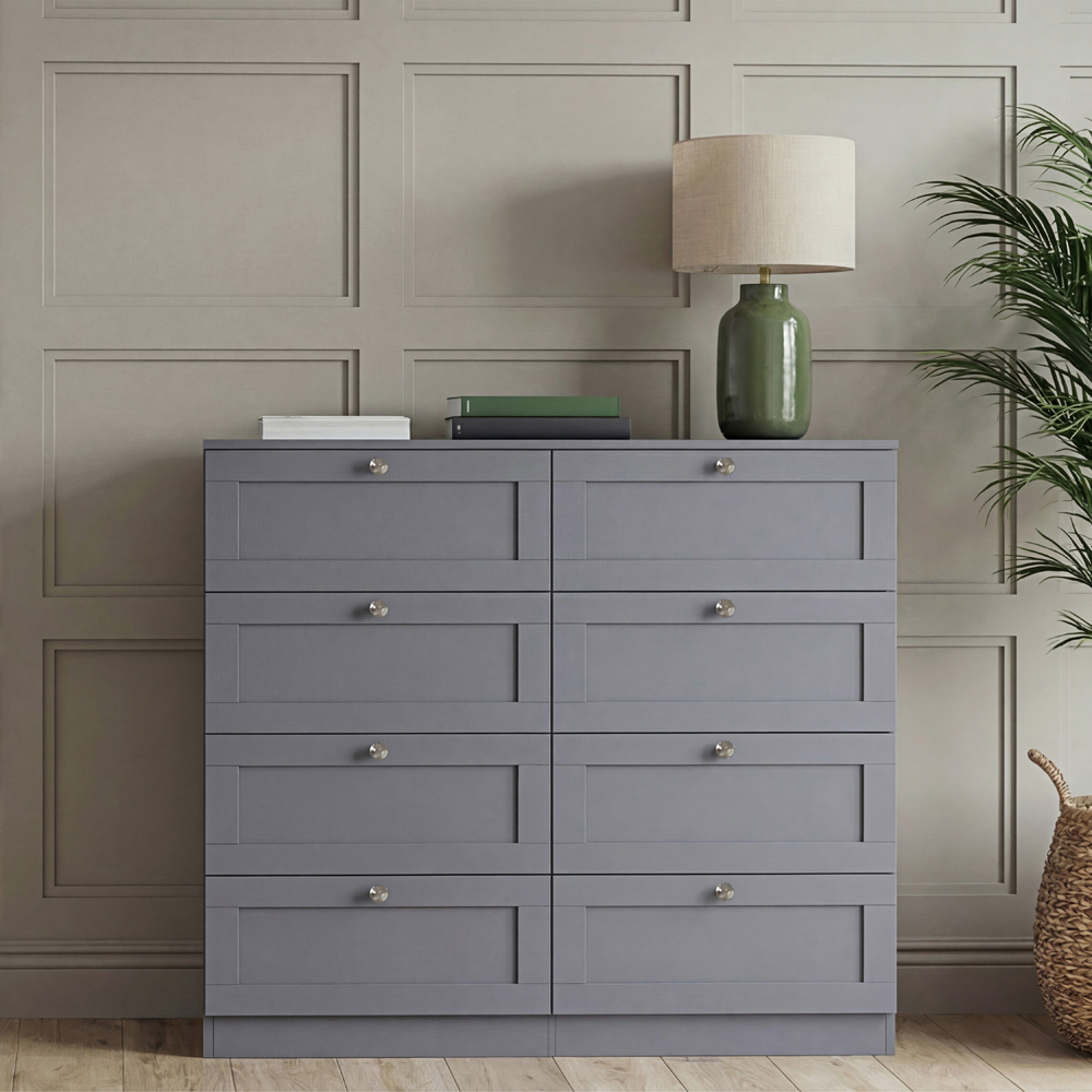 VIDA DESIGNS Altino 8 Drawer Grey Shaker-Style Chest of Drawers Image 4