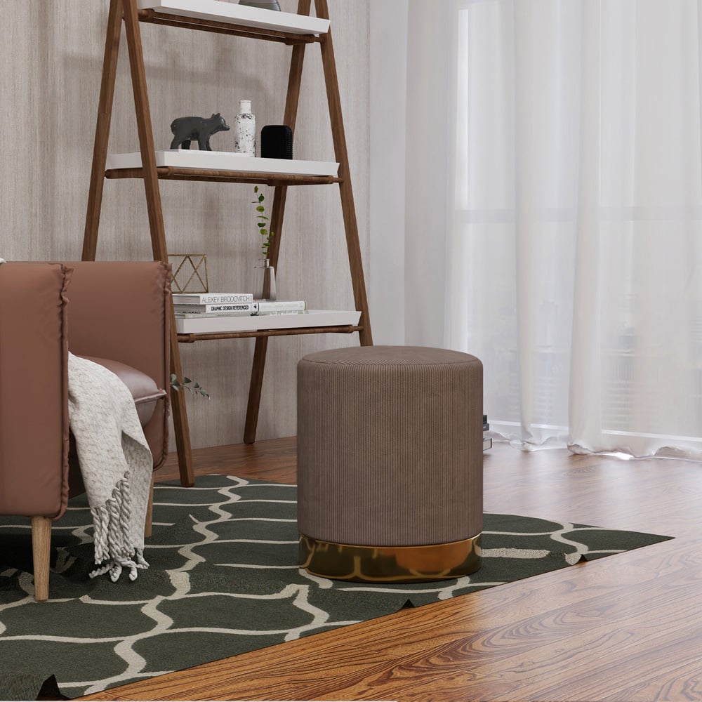 Portland Light Brown Round Footstool Image 3