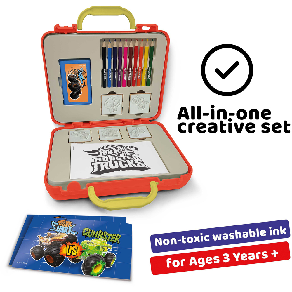 Multiprint Hot Wheels Monster Trucks Kids Travel Colouring and Stamp Set Image 3