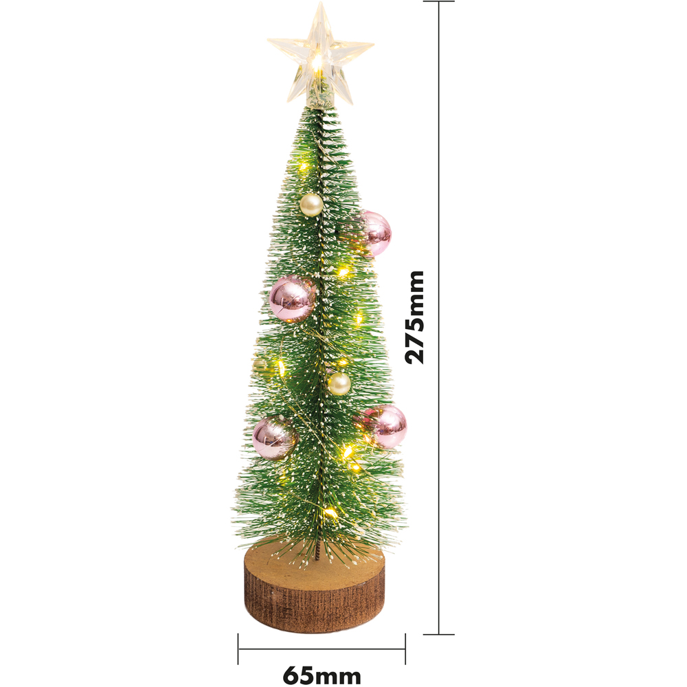 Xmas Haus Pink Baubles Light Up Christmas Tree 27.5cm Image 7