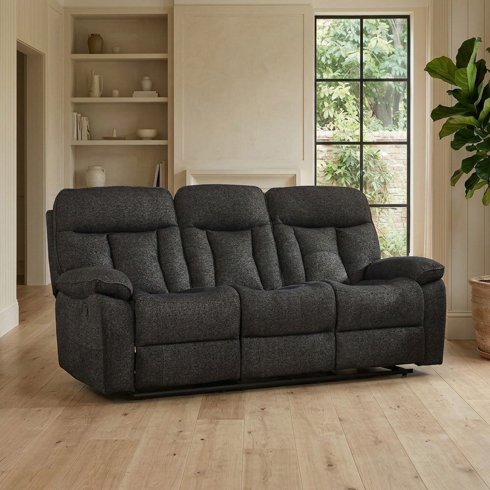 Parker Recliner Sofa Dark Grey 3 Seater Image 1