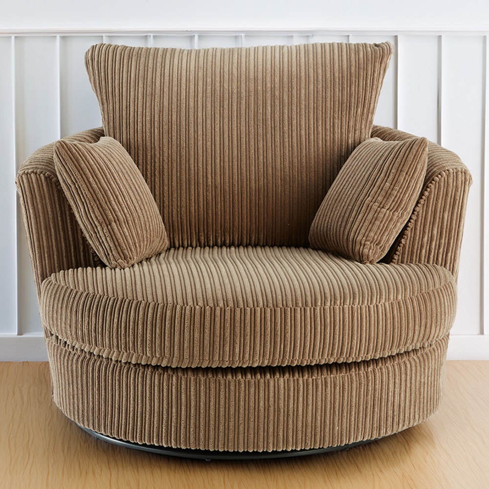 Portland Canolo Luxury Coffee Jumbo Cord Swivel Chair Image 1