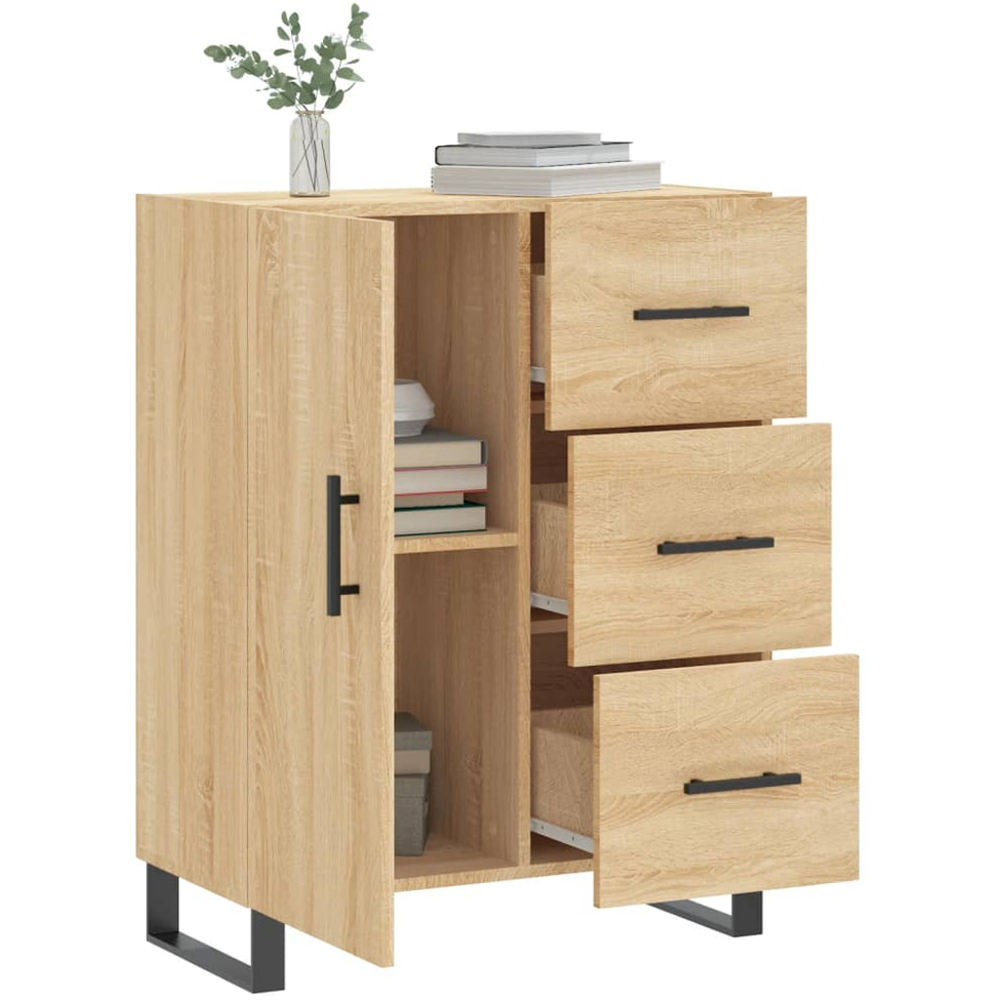 vidaXL Single Door 3 Drawer Sonoma Oak Sideboard Image 4