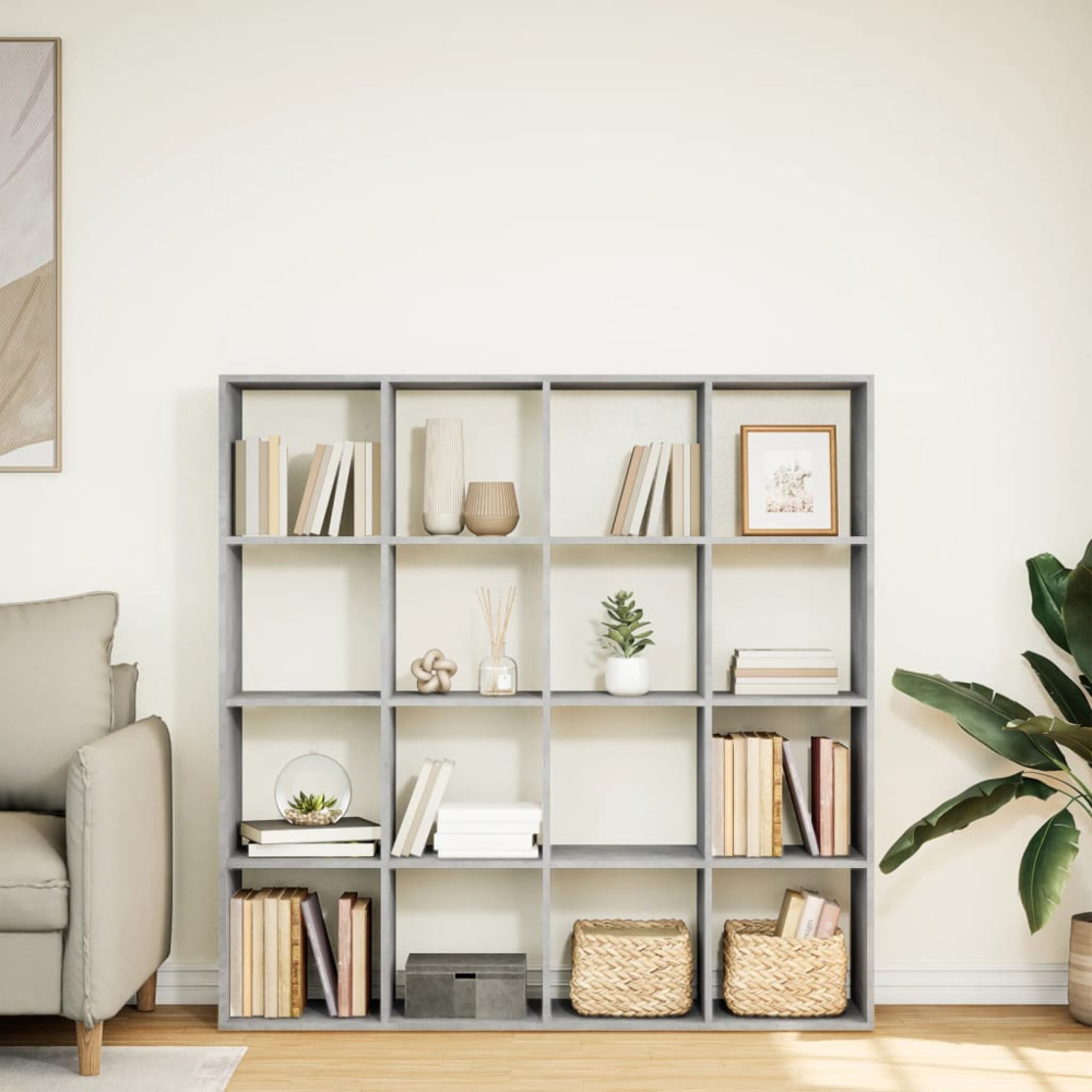 vidaXL 16 Shelf Concrete Grey Bookcase Image 8