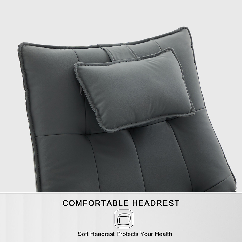 Langham Grey PU Leather Swivel Recliner Armchair with Footrest Stool Image 6