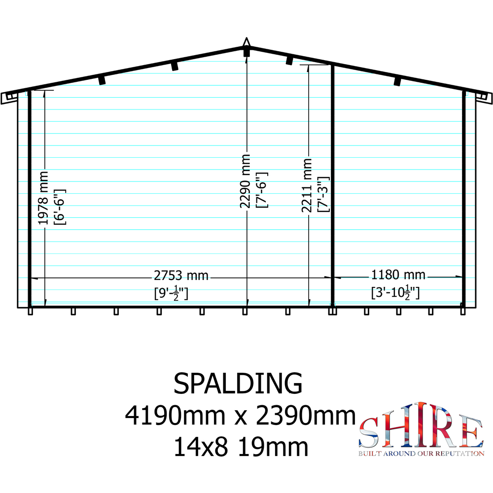 Shire Spalding 14 x 8ft Dual-Purpose Apex Garden Log Cabin with Integral Storage Image 7