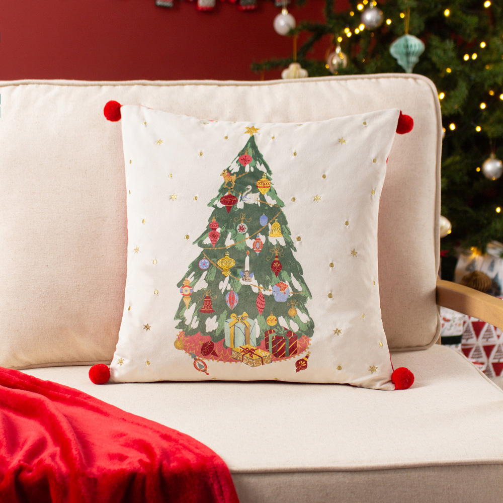 Furn Multicolour Deck The Halls Tree Embroidered Reversible Cushion 43 x 43cm Image 2