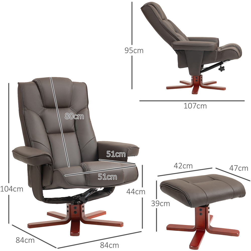 Portland Brown Recliner Armchair with Footstool Image 7